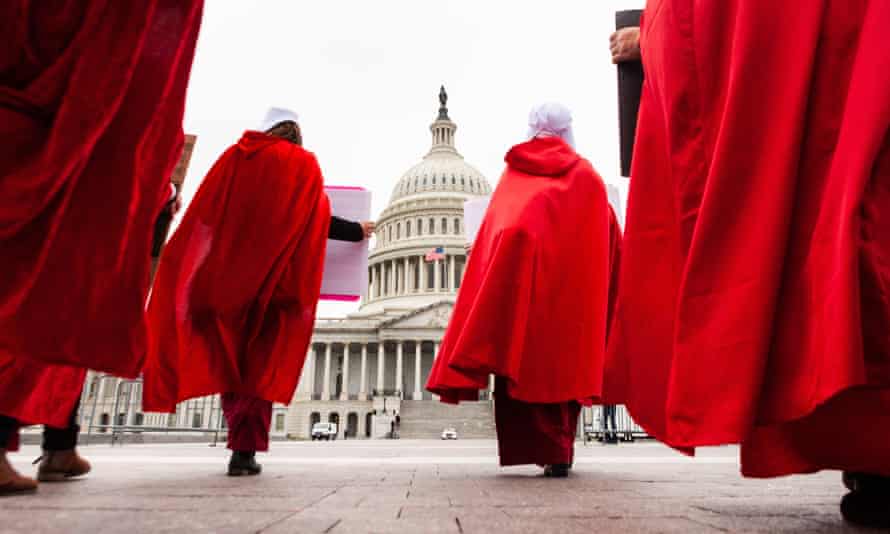 Handmaids Army DC protests the Supreme Court's preliminary decision to overturn Roe v.  Wade, Washington, USA - May 08, 2022 Mandatory Credit: Photo by Allison Bailey/NurPhoto/REX/Shutterstock (12931375a) Members of Handmaids Army DC walk in silence from the Supreme Court to the Capitol during a protest against the decision Leaked Court Preliminary to Overturn Roe v.  Wade.  Handmaids Army DC protests the Supreme Court's preliminary decision to overturn Roe v.  Wade, Washington, United States - May 8, 2022