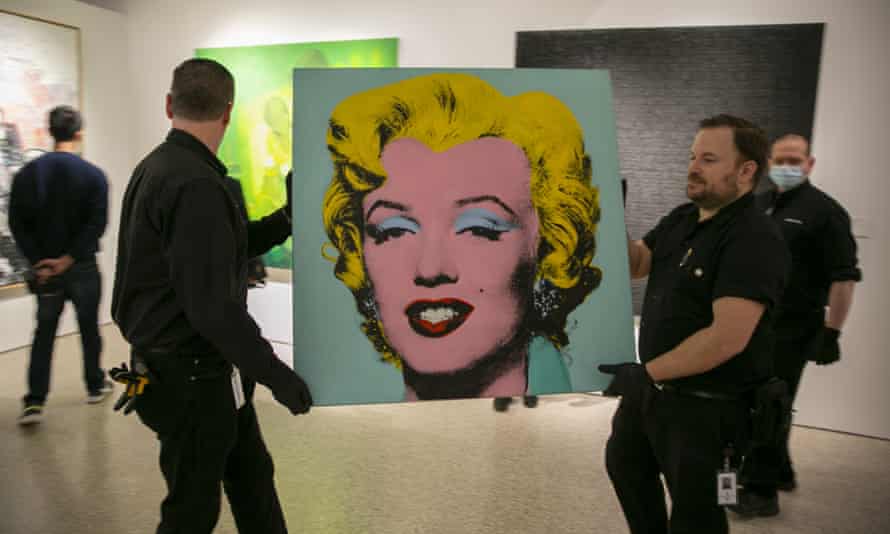 Andy Warhol's 1964 screen-printed image is brought to Christie's showroom in New York.
