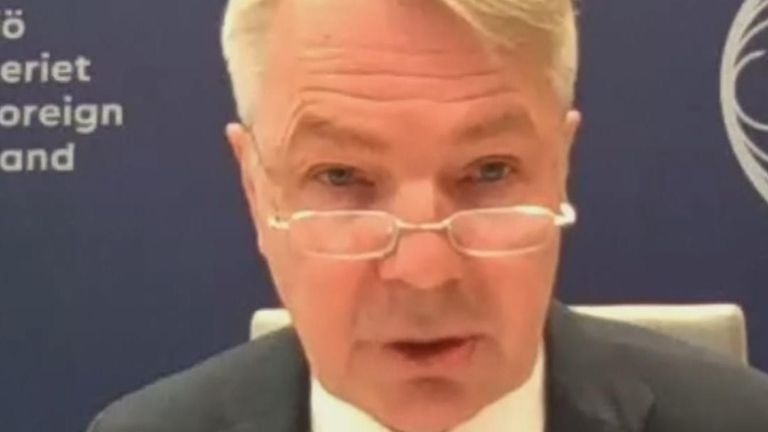 Pekka Haavisto, the Finnish foreign minister, says his country's public is increasingly supportive of Finland joining NATO.  He also warns that in Russia there has been talk of the use of nuclear and chemical weapons.