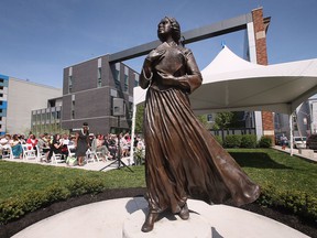 The University of Windsor unveiled a statue of abolitionist and newspaper publisher Mary Ann Shadd on Thursday, May 12, 2022. Local artist Donna Mayne created the bronze sculpture which sits at the corner of Chatham and Ferry, site of the former Windsor Star building and current home to the university's Windsor Hall.