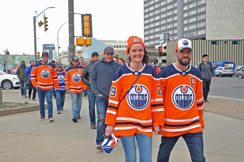 Oilers fans attend Game 5 between the Edmonton Oilers and Los Angeles Kings in Edmonton this week.