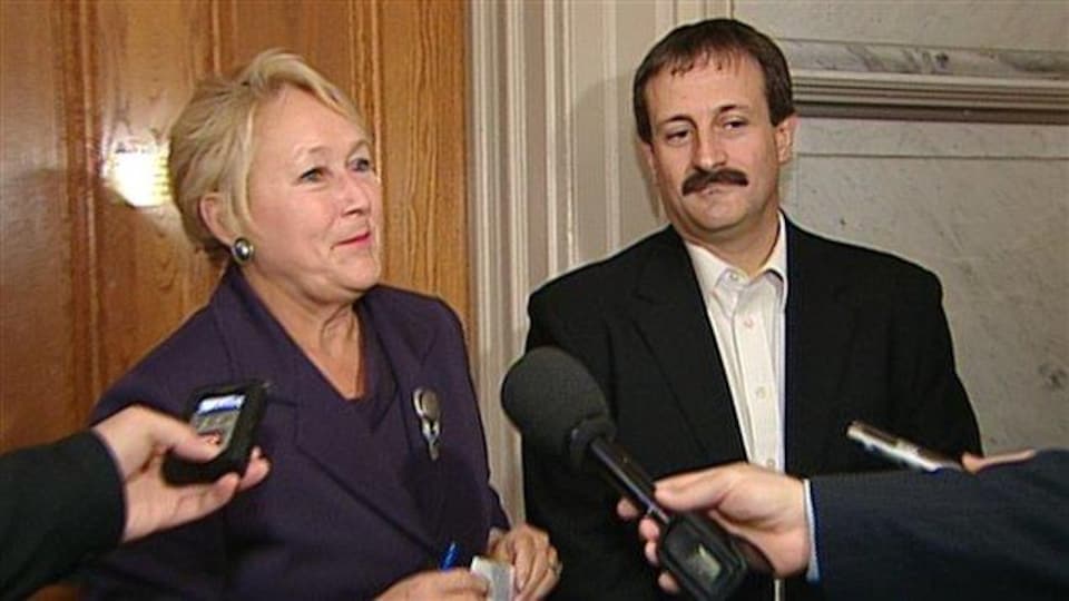 PQ leader Pauline Marois with Sylvain Roy, candidate for the by-election in Bonaventure