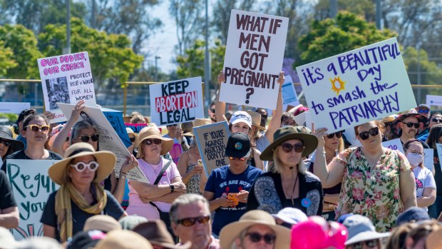 Thousands of people attend the Bans Off Abortion rally held...