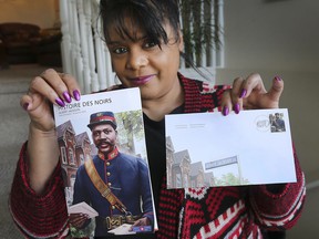 Christine Jackson, whose great-grandfather Albert Jackson was recently featured on a stamp as the first African-Canadian mail carrier in Canada is shown on Thursday, February 14, 2019 at her Windsor home.