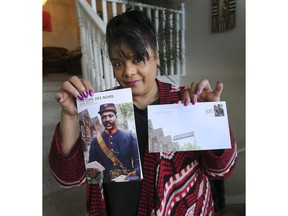 Christine Jackson, whose great-grandfather Albert Jackson was recently featured on a stamp as the first African-Canadian mail carrier in Canada is shown on Thursday, February 14, 2019 at her Windsor, ON.  home.