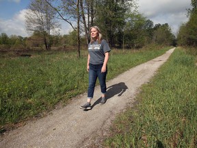 NDP candidate for Windsor West Lisa Gretzky is shown at the Ojibway Prairie land in Windsor on Monday, May 16, 2022.