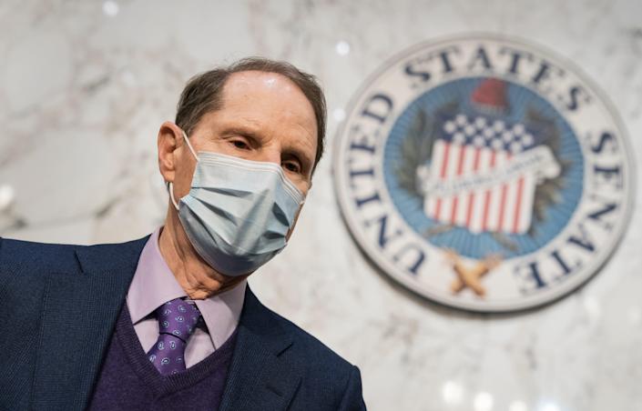 Sen. Ron Wyden, D-Ore., chair of the Senate Finance Committee, at the Capitol in Washington, Wednesday, March 3, 2021.