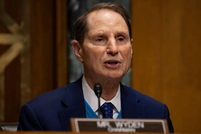 Senate Finance Committee Chairman Ron Wyden (D-OR) speaks at the Senate Finance Committee hearing at the US Capitol on February 25, 2021 in Washington, DC.