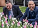 Prime Minister François Legault, campaigning with Sainte-Rose MNA Christopher Skeete in Laval on Tuesday, says 