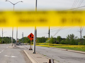 Hawthorne Road was closed due to downed power lines on Sunday morning, May 22, 2022