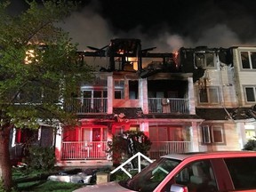 Saskatoon firefighters tackled a large fire at a condominium building at 108th Street and Bryans Avenue in Saskatoon in the early hours of Saturday, May 28, 2022.