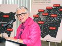 Leamington Mayor Hilda MacDonald speaks during a ProsperUS news conference on July 24, 2019, where officials released data showing elevated concentrations of children living in poverty in parts of Windsor and Essex County.