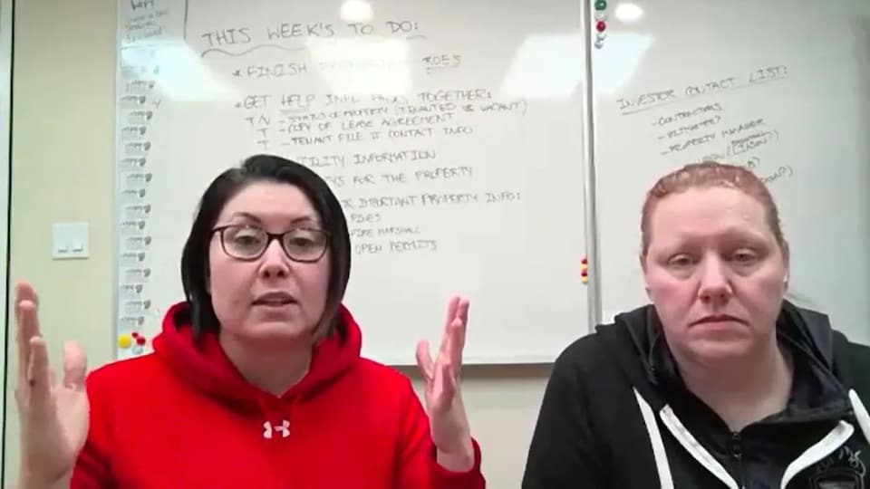 Epic Alliance founders Rochelle Laflamme, left, and Alisa Thompson told investors about the company's collapse in a video meeting on Jan.  19, 2022. (Zoom)