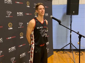 Former Carleton Ravens star Aiden Warnholtz poses at the training camp of the Ottawa BlackJacks on May 16, 2022.