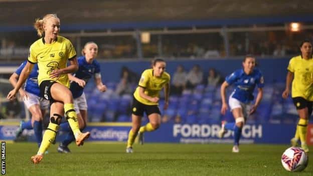 Pernille Harder takes penalty against Birmingham