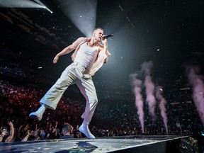 Imagine Dragons frontman Dan Reynolds performs at the Bell Center on May 4, 2022.