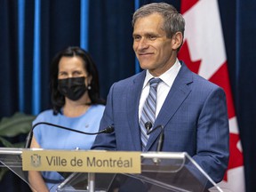 Martin Prud'homme answers questions Wednesday, May 4, 2022 after being introduced by Mayor Valérie Plante as deputy director general of urban security and conformity.  A lot has changed in the 3 1/2 years since Prud'homme served as interim Montreal police chief, Allison Hanes writes.