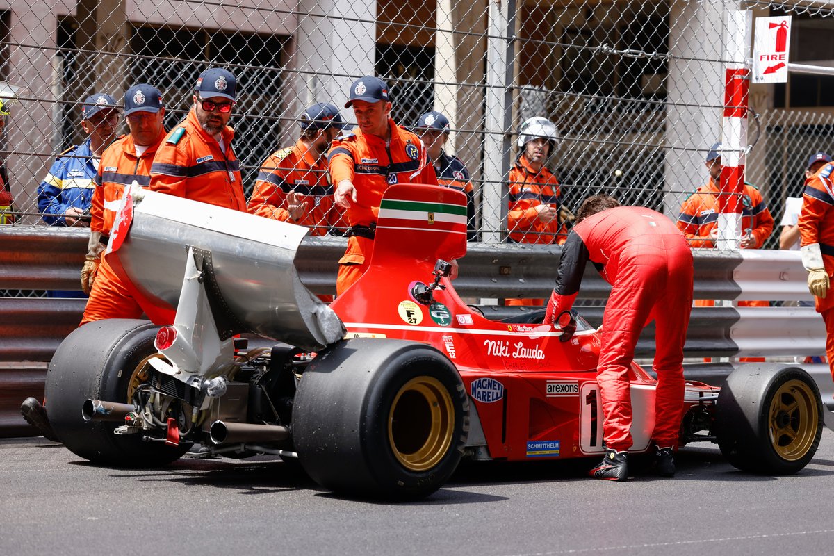 Charles Leclerc, Ferrari 312 B3 after the accident