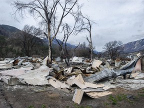 The remains of buildings in Lytton nine months after last summer's wildfire.  A report says there has to be a far greater emphasis on fire-proofing buildings.