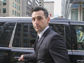 Hedley frontman Jacob Hoggard leaves 361 University Ave. Courts on Friday, May 6, 2022.