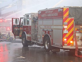 File photo of a North Vancouver Fire Rescue Service truck at an active scene.