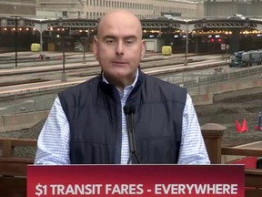 Ontario Liberal Leader Steven Del Duca made an announcement on transit on Monday, May 2, 2022. He says he plans to reduce all transit fares across the province to .