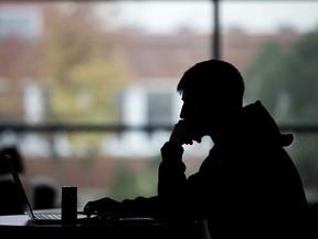 A student studies at the University of Alberta Students Union Building, in Edmonton.  File photo.