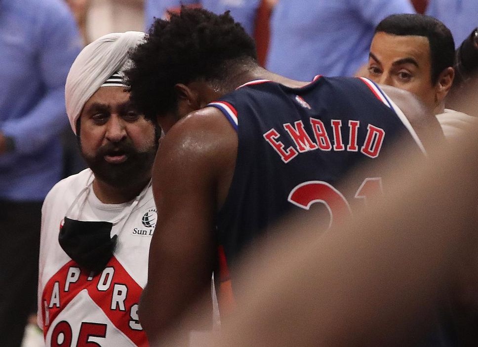 Raptors superfan Nav Bhatia enjoys verbal sparring with Sixers star Joel Embiid, but says profane taunts by some Toronto fans went too far.