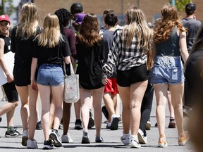 Students at the Béatrice-Desloges Catholic high school walked out of school on Friday to protest the enforcement of a dress code.