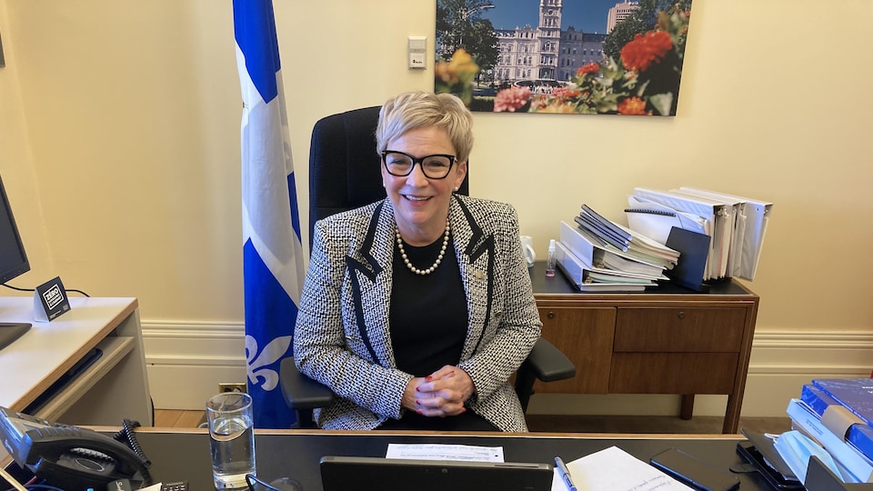 Suzanne Blais sitting in her office in Quebec.