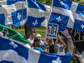 A protest to support Bill 101 started at Dorchester Square in Montreal on Saturday, May 21, 2022, a group called Quebec 101, which denounces the 