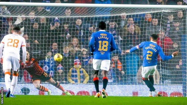 Rangers captain James Tavernier converted a penalty to beat Dundee United at Ibrox in December