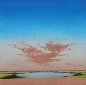 Jim Visser's Autumn Cloud Dance, oil on canvas, up at Bugera Matheson Gallery.