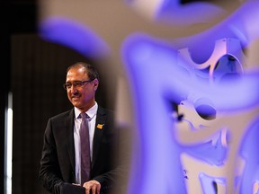 Mayor Amarjeet Sohi delivers the State of the City address to the Edmonton Chamber of Commerce at Edmonton Convention Center on Tuesday, May 10, 2022.