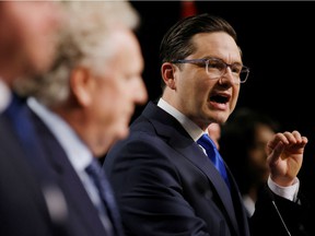 Conservative Party of Canada leadership hopeful Pierre Poilievre takes part in a debate at the Canada Strong and Free Networking Conference in Ottawa on May 5, 2022.