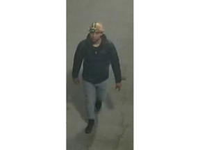 Calgary Police released this image of a suspect who was caught on CCTV setting fire to a residential shed in the Varsity community of northwest Calgary on May 18, 2022. He is now believed to be behind a second fire that occurred on June 4.