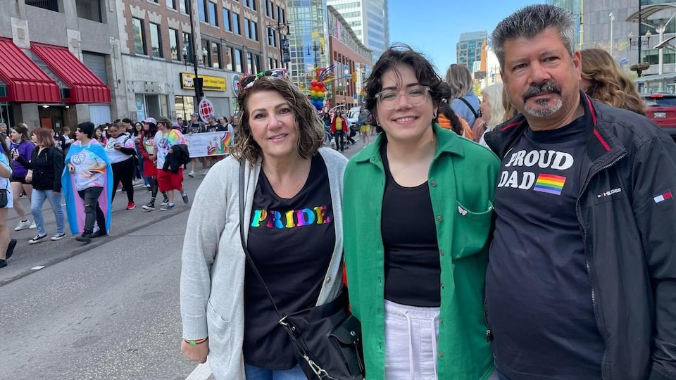 Sally, Chantel and John Pavao at the parade, June 5, 2022 in Winnipeg.