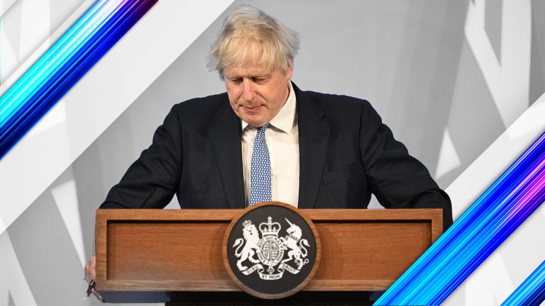 Prime Minister Boris Johnson speaks during a press conference in Downing Street, London, following the release of Sue Gray's report on Downing Street parties in Whitehall during the coronavirus lockdown.  Picture date: Wednesday May 25, 2022.