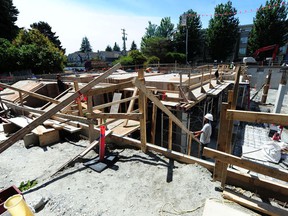 A stalled construction site due to the concrete workers strike at the location of the new site of the French cultural center near Oakridge in Vancouver on June 7, 2022.