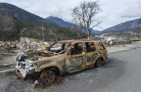 Devastated buildings in Lytton, BC Friday, March 18, 2022.