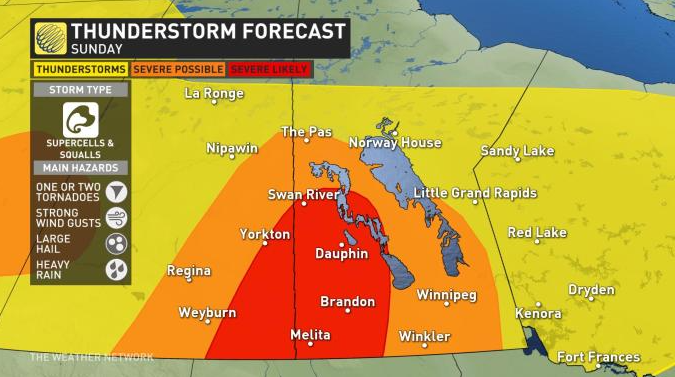 Environment Canada forecasters are tracking severe storms that are possibly producing multiple tornadoes.