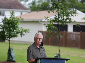 Windsor Ward 10 Coun.  Jim Morrison speaks at a press conference on Monday, June 20, 2022 regarding tree planting initiatives in the city.