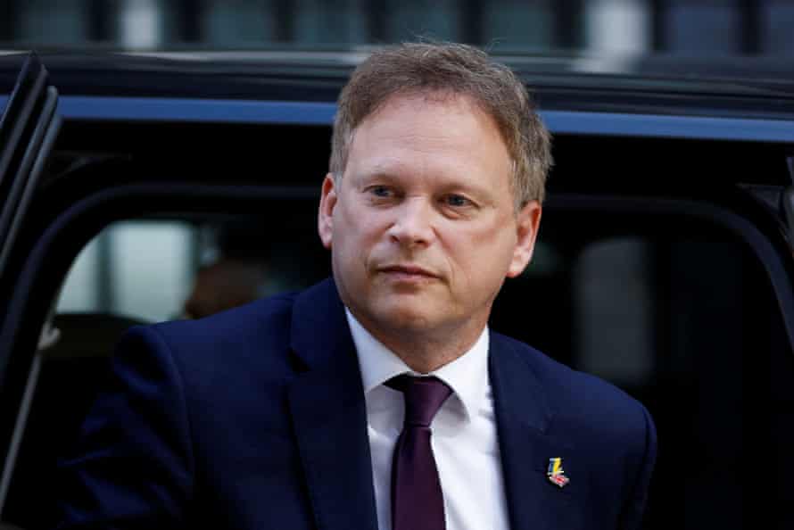 Grant Shapps, the transport secretary, arrives at Downing Street for cabinet today.