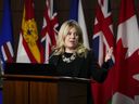 Conservative member of Parliament Michelle Rempel Garner holds a press conference on Parliament Hill in Ottawa, April 5, 2022. Garner is mulling a possible run at Alberta Premier Jason Kenney's job as leader of the United Conservative Party following his announcement last month that he was resigning after only narrowly surviving a leadership review.