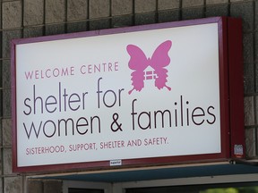 The sign for the Welcome Center Shelter for Women and Families is shown on Thursday, June 23, 2022 inside the new facility.
