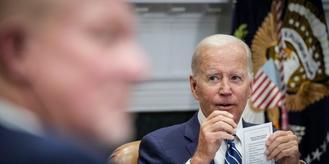 WASHINGTON, DC - JUNE 23: United States President Joe Biden speaks during a meeting on the Federal-State Offshore Wind Energy Deployment Partnership in the Roosevelt Room of the White House on June 23, 2022 in Washington , DC.  (Photo by Drew Angerer/Getty Images)