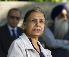 Gurdial Sidhu, who lost her sister-in-law, niece and nephew, attends the Air India memorial in Stanley Park on June 23, 2022.