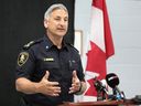 Acting Windsor Police Chief Jason Bellaire speaks during a press conference on Wednesday, June 22, 2022 regarding a new substance supports outreach program.