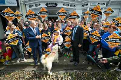 Sir Ed Davey and Richard Foord on the campaign trail last month