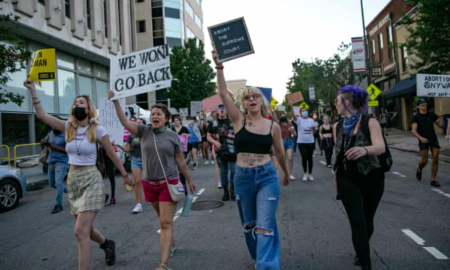 People protesting the Supreme Court decision in Raleigh, North Carolina.